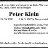Klein Peter 1902-1987 Todesanzeige